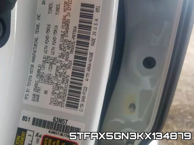5TFAX5GN3KX134879 фото 2