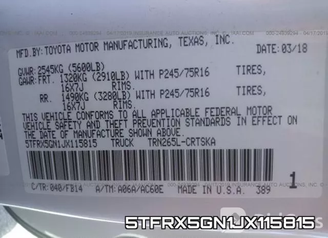 5TFRX5GN1JX115815 фото 10