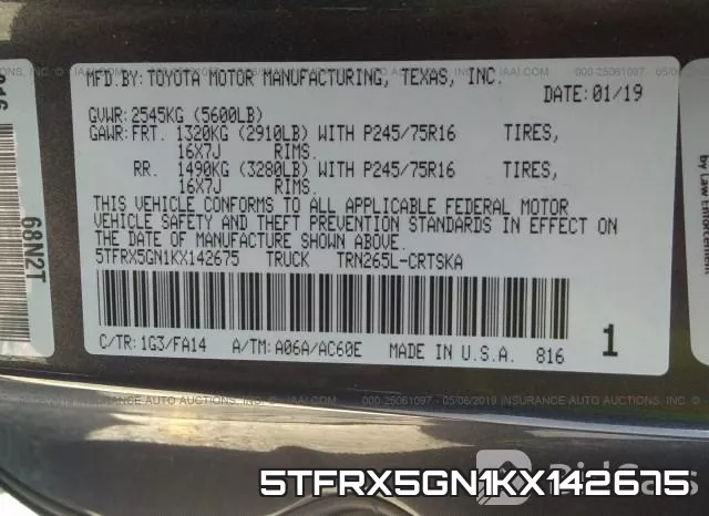 5TFRX5GN1KX142675 фото 10