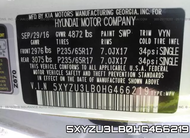 5XYZU3LB0HG466219 фото 10