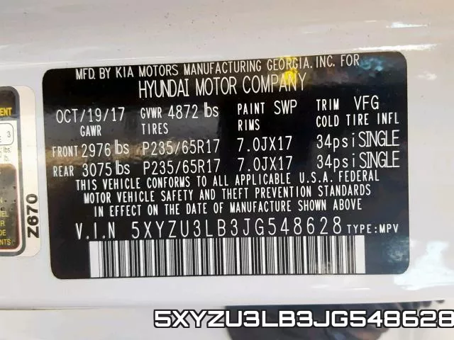5XYZU3LB3JG548628 фото 2