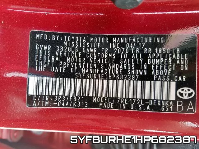 5YFBURHE1HP682387 фото 2