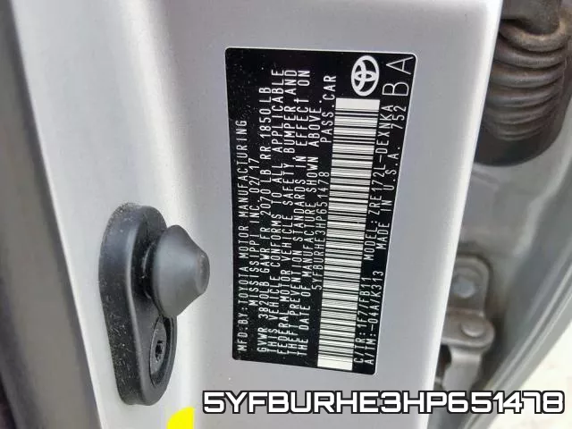 5YFBURHE3HP651478 фото 2