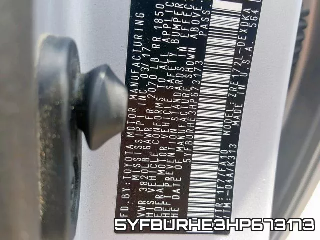 5YFBURHE3HP673173 фото 2