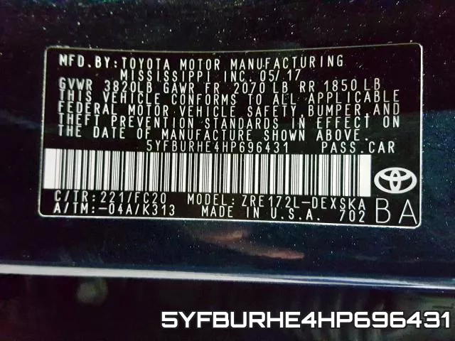 5YFBURHE4HP696431 фото 2