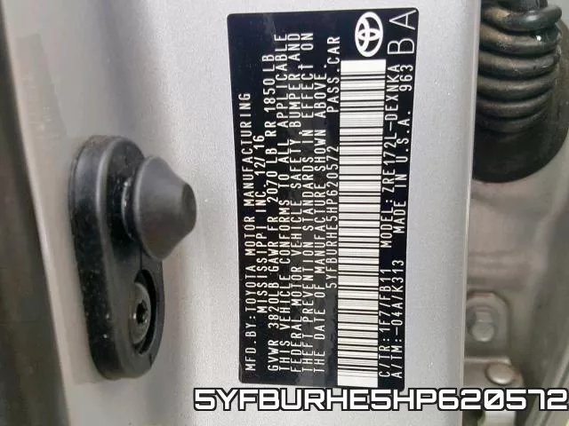 5YFBURHE5HP620572 фото 2