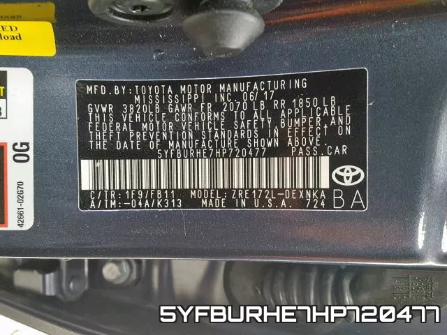 5YFBURHE7HP720477 фото 2