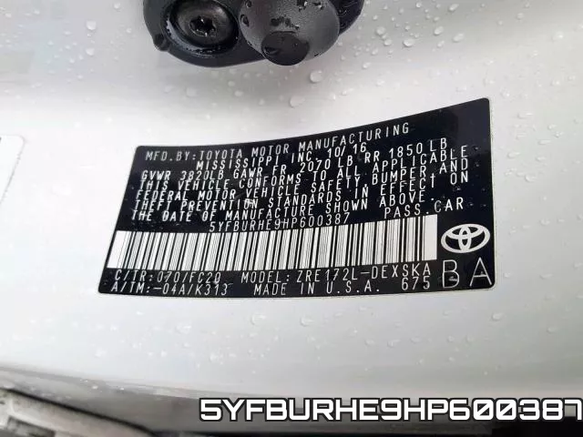5YFBURHE9HP600387 фото 2
