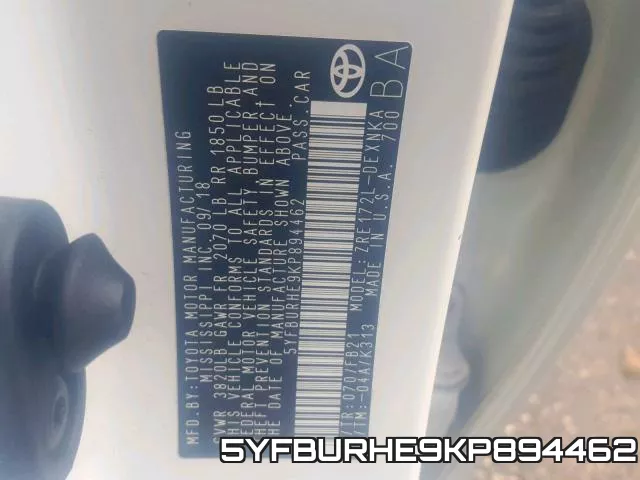 5YFBURHE9KP894462 фото 2