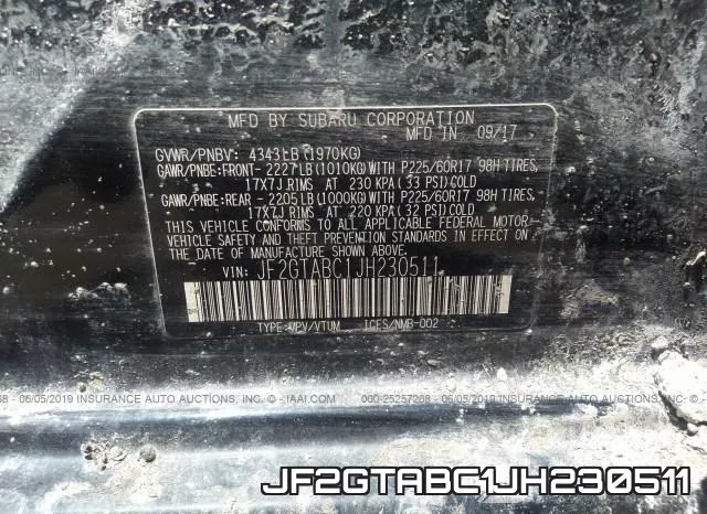 JF2GTABC1JH230511 фото 10