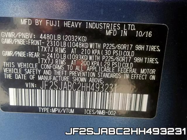 JF2SJABC2HH493231 фото 2