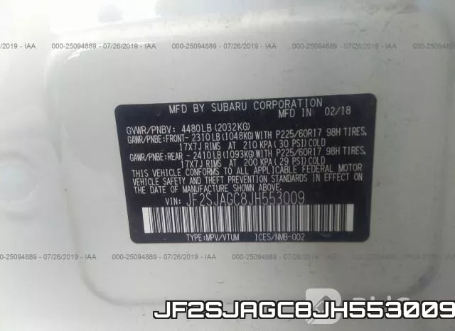 JF2SJAGC8JH553009 фото 10