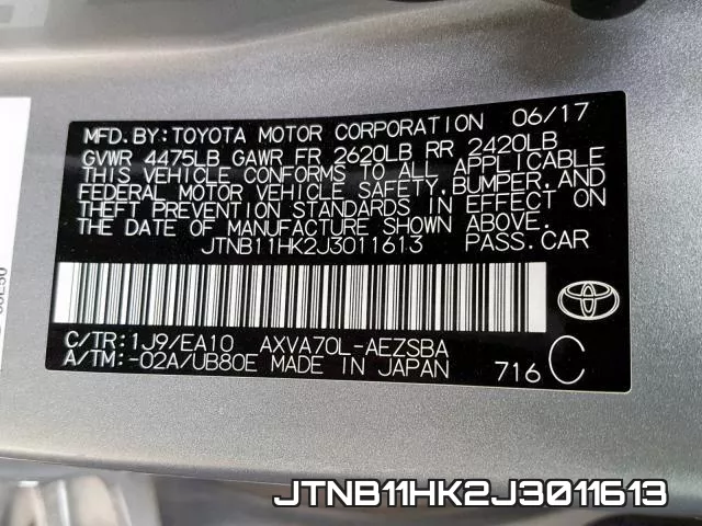 JTNB11HK2J3011613 фото 2
