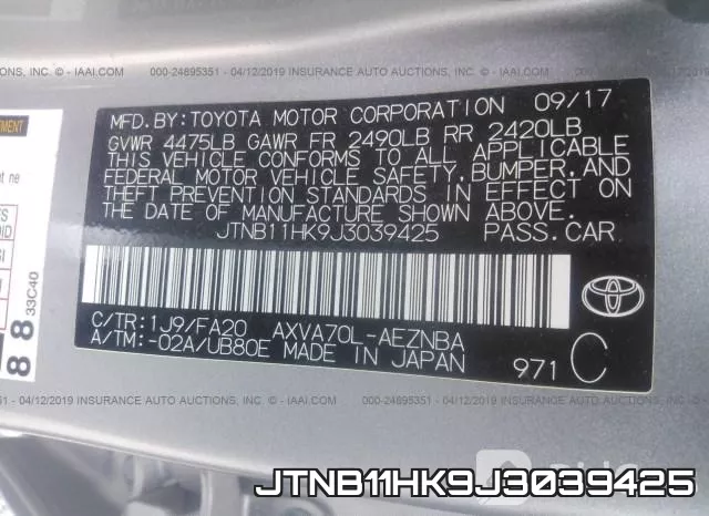 JTNB11HK9J3039425 фото 10