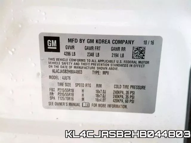 KL4CJASB2HB044803 фото 2
