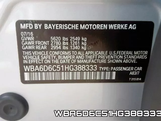 WBA6D6C51HG388333 фото 2