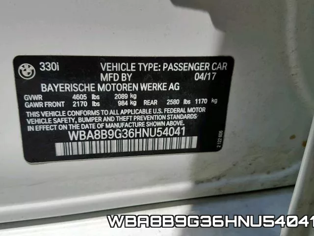 WBA8B9G36HNU54041 фото 2