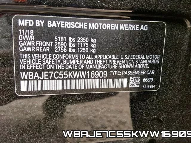 WBAJE7C55KWW16909 фото 2