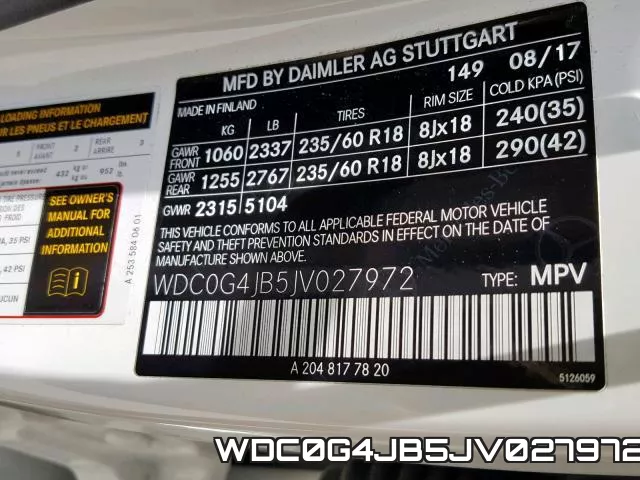WDC0G4JB5JV027972 фото 2