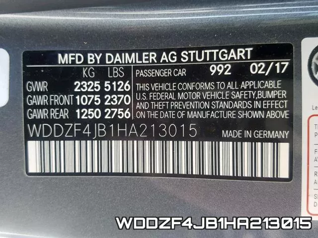 WDDZF4JB1HA213015 фото 2