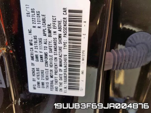 19UUB3F69JA004876 фото 2