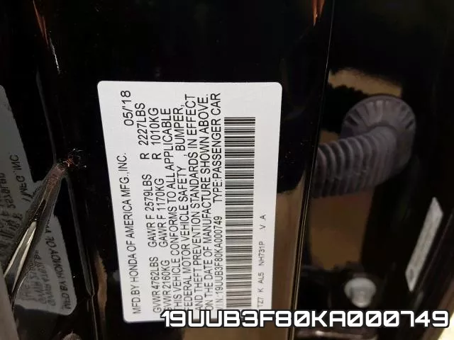19UUB3F80KA000749 фото 2