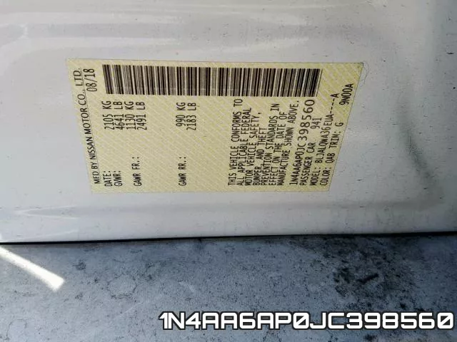 1N4AA6AP0JC398560 фото 2