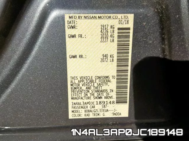 1N4AL3AP0JC189148 фото 2
