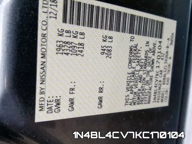 1N4BL4CV7KC170104 фото 2