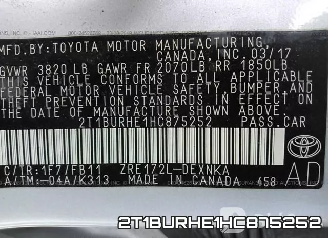 2T1BURHE1HC875252 фото 10