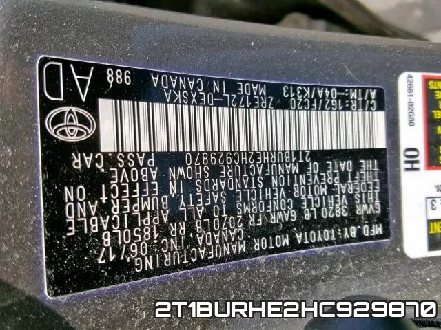 2T1BURHE2HC929870 фото 2
