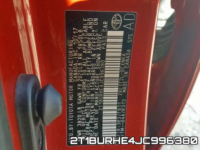2T1BURHE4JC996380 фото 2