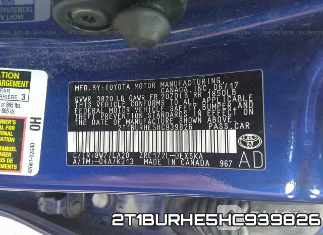 2T1BURHE5HC939826 фото 10