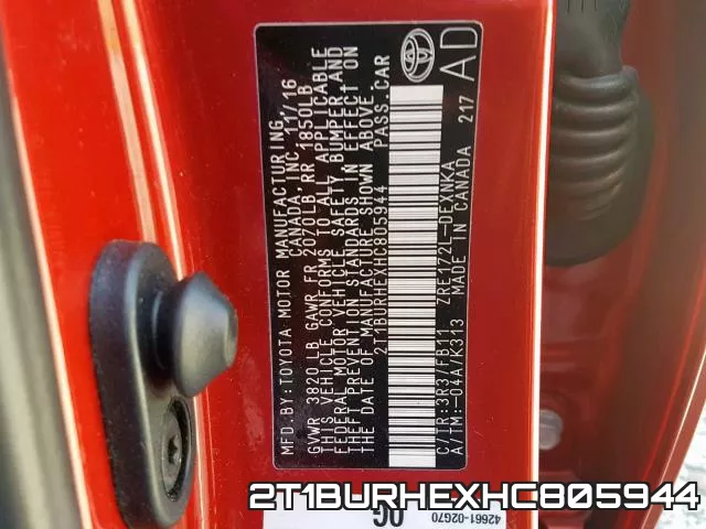 2T1BURHEXHC805944 фото 2