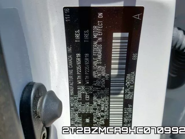2T2BZMCA9HC070992 фото 2