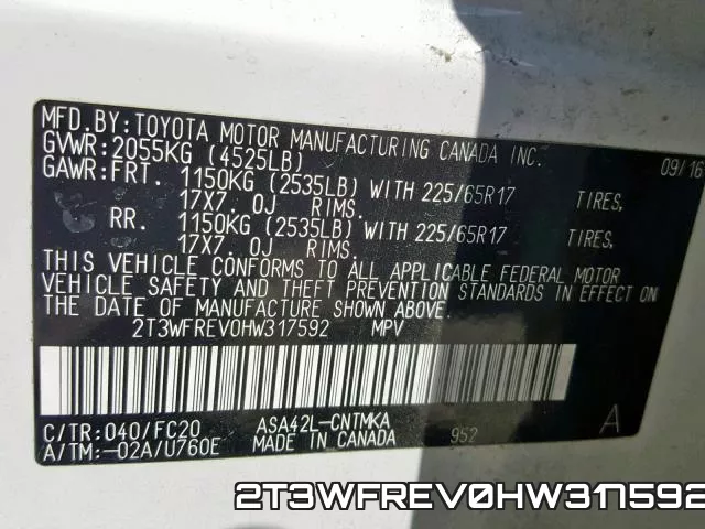 2T3WFREV0HW317592 фото 2