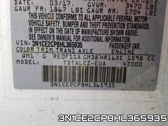 3N1CE2CP8HL365935 фото 2