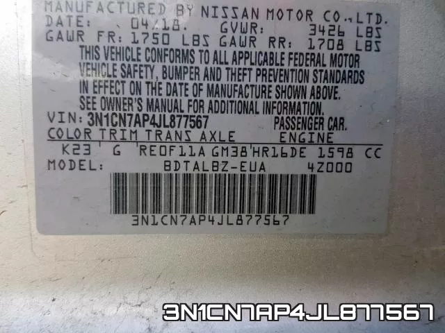 3N1CN7AP4JL877567 фото 2