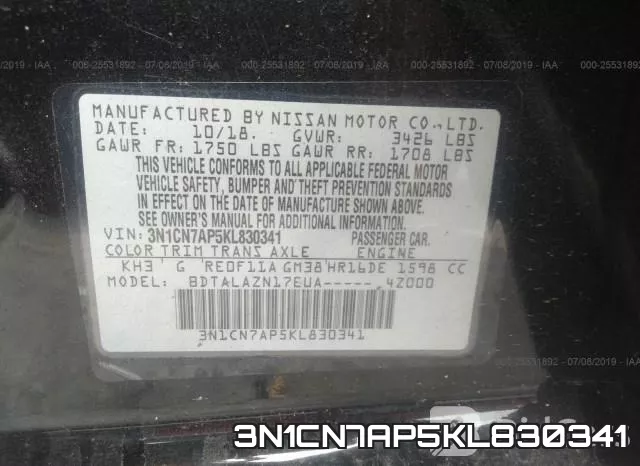 3N1CN7AP5KL830341 фото 10