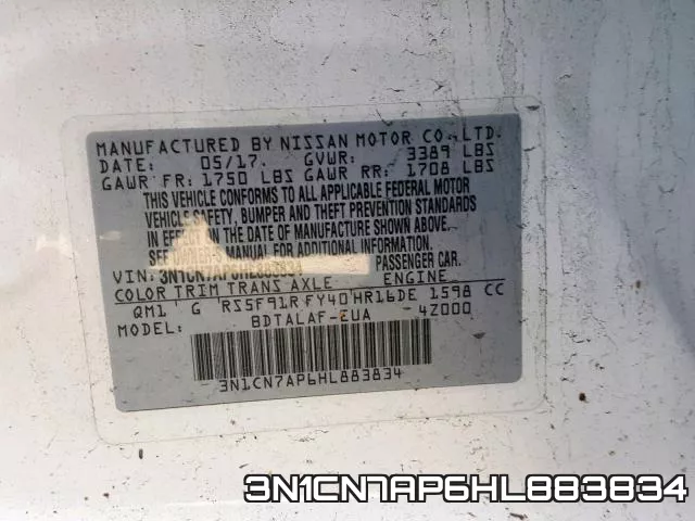 3N1CN7AP6HL883834 фото 2