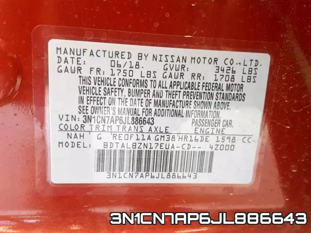 3N1CN7AP6JL886643 фото 2