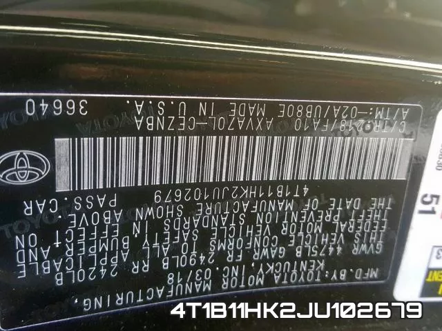 4T1B11HK2JU102679 фото 2