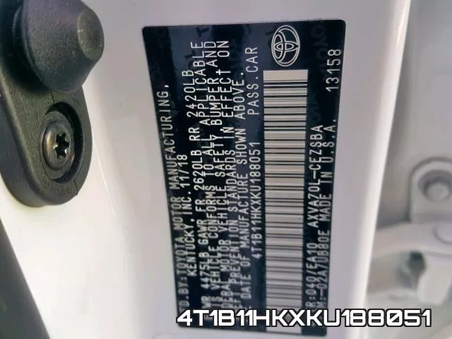 4T1B11HKXKU188051 фото 2
