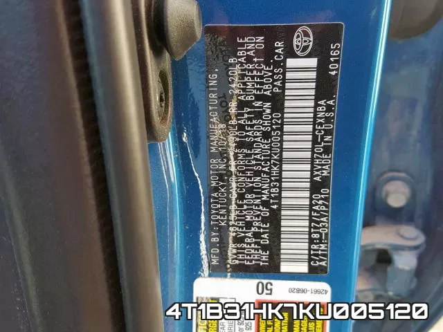 4T1B31HK7KU005120 фото 2