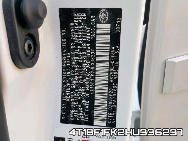 4T1BF1FK2HU336237 фото 2