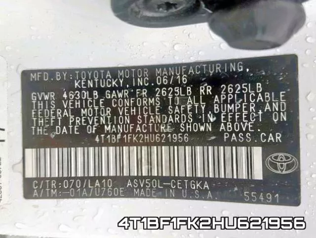 4T1BF1FK2HU621956 фото 2
