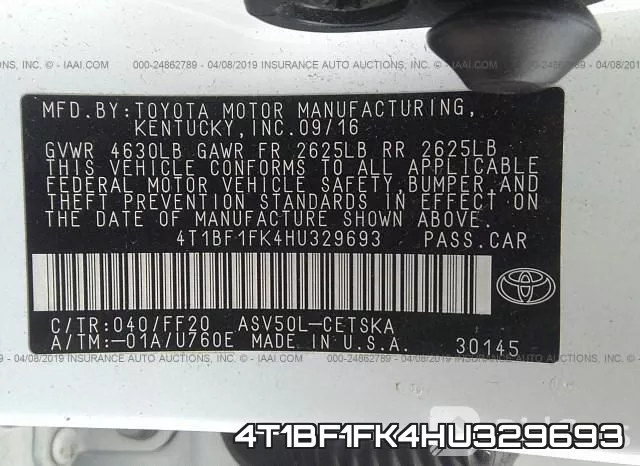4T1BF1FK4HU329693 фото 10