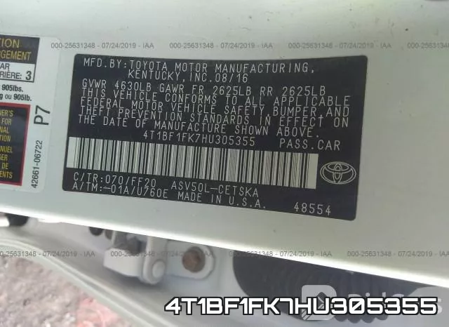 4T1BF1FK7HU305355 фото 10
