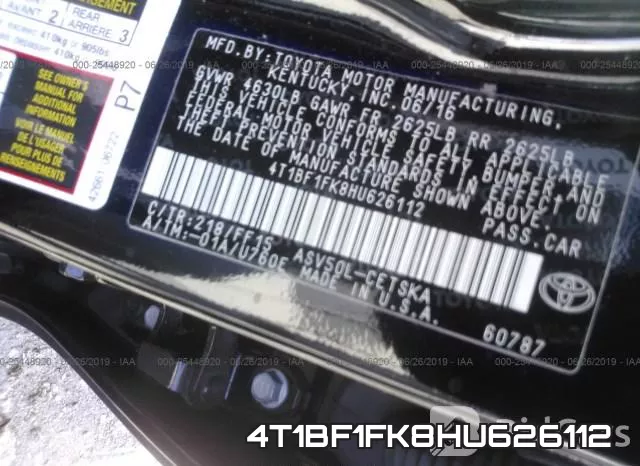 4T1BF1FK8HU626112 фото 10