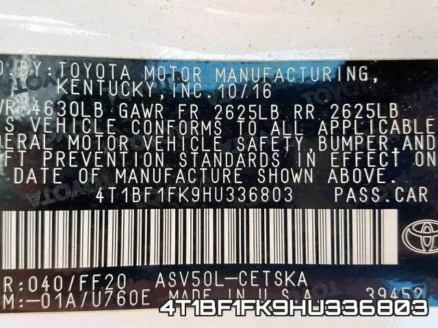 4T1BF1FK9HU336803 фото 2